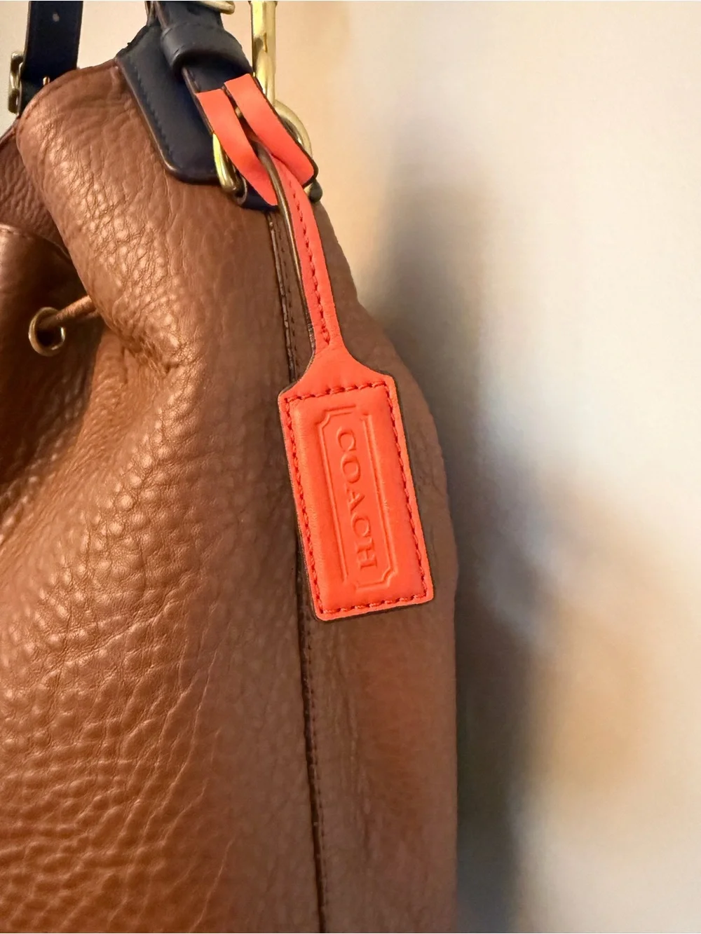Coach Legacy Drawstring Bucket Bag in Pebbled Leather